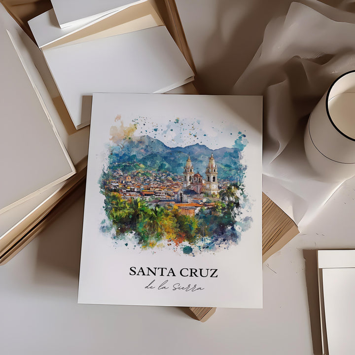 Santa Cruz de la Sierra Art, Bolivia Print, Bolivia Watercolor, Santa Cruz de la Sierra Gift, Travel Print, Travel Poster, Housewarming Gift