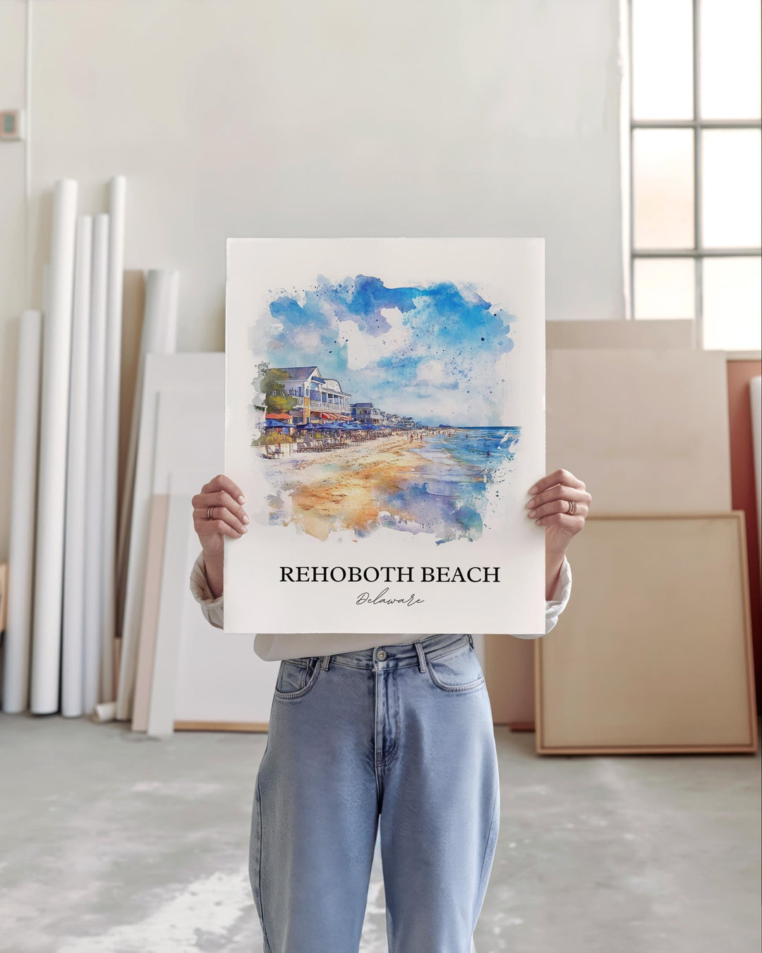 Rehoboth Beach Wall Art, Rehoboth Print, Delaware Watercolor Art, Rehoboth Beach Gift, Travel Print, Travel Poster, Housewarming Gift