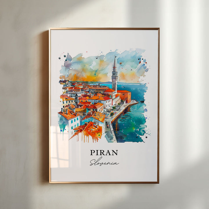 Piran Slovenia Wall Art, Piran Print, Piran Watercolor, Piran Slovenia Gift, Slovenia