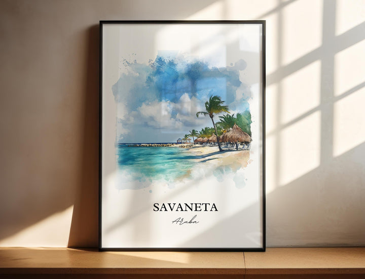 Savaneta Wall Art, Savaneta Aruba Print, Aruba Watercolor Art, Savaneta Aruba Gift, Travel Print, Travel Poster, Housewarming Gift