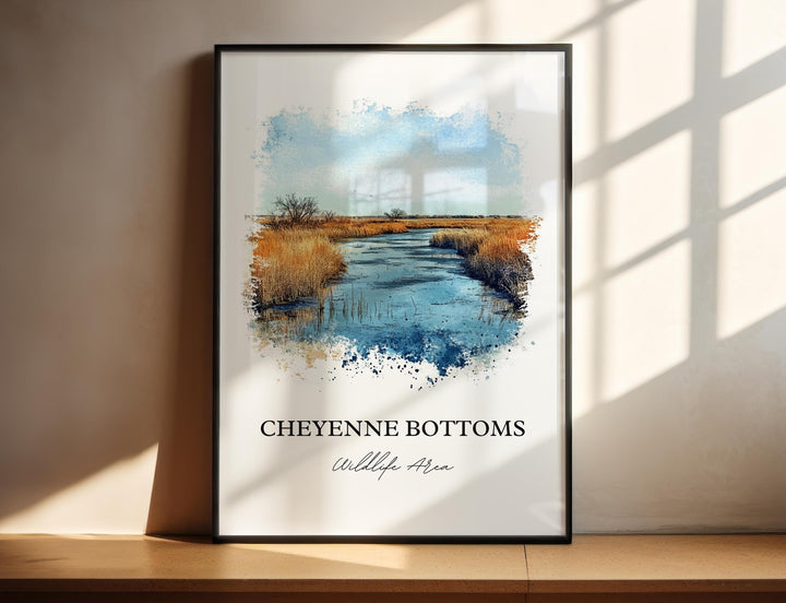 Cheyenne Bottoms Wall Art, Great Plains Print, Kansas Watercolor Art, Cheyenne Bottoms Gift, Travel Print, Travel Poster, Housewarming Gift