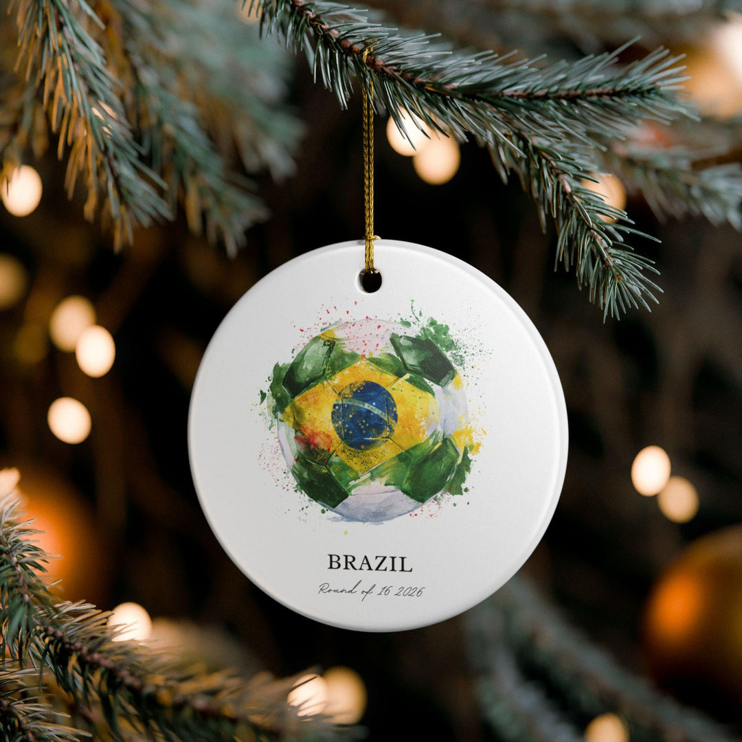 Brazil Soccer Ornament 2026 | Round of 16 Football Fan Keepsake, Brazil Christmas Ornament
