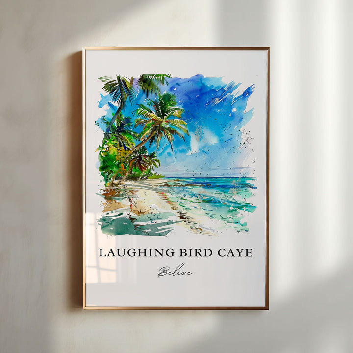 Laughing Bird Caye Art, Belize Print, Laughing Bird Belize Watercolor, Laughing Bird Gift,