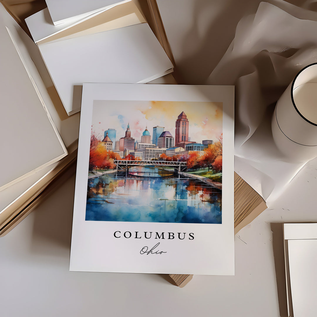 Columbus Ohio wall art - Ohio, Columbus poster, Columbus OH Wedding gift, Columbus Skyline Birthday present, Custom Text, Personalized Gift