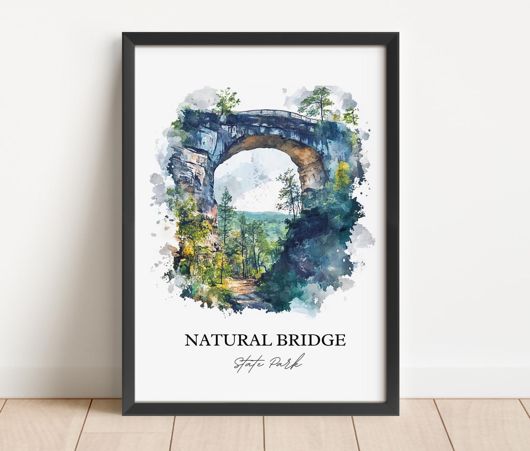 Natural Bridge State Park Art, Natural Bridge Print, Virginia Artwork, Natural Bridge Gift, Travel Print, Travel Poster, Housewarming Gift