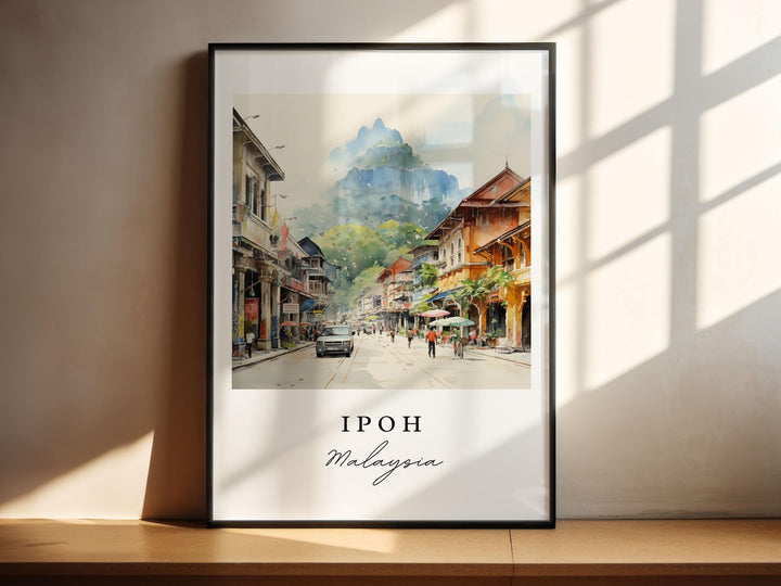 Ipoh Malaysia Wall Art, Ipoh Print, Ipoh Watercolor Art, Ipoh Malaysia Gift,