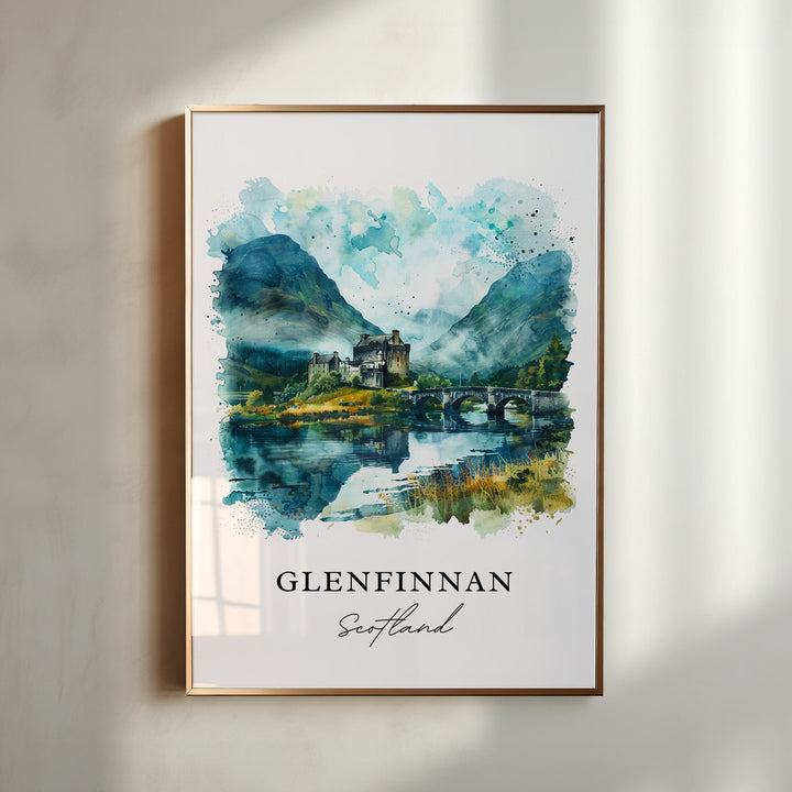 Glenfinnan Wall Art, Glenfinnan Print, Scotland Watercolor, Scotland Gift,