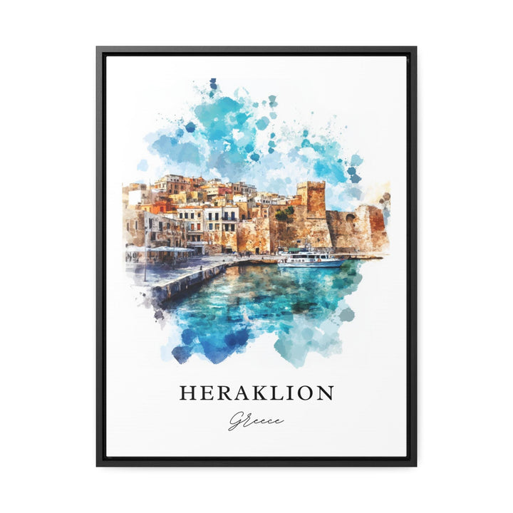 Heraklion Wall Art, Heraklion Print, Crete Greece Watercolor Art, Heraklion Crete Gift,