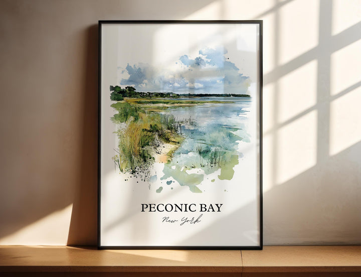 Peconic Bay Wall Art, Suffolk County Print, Long Island Watercolor Art, Peconic Bay Gift, Travel Print, Travel Poster, Housewarming Gift