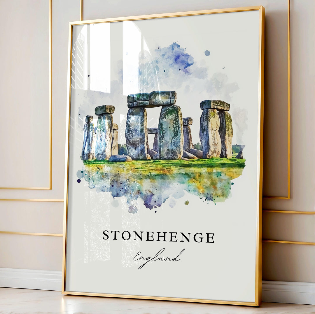 Stonehenge Wall Art, Stonehenge England Print, Wiltshire Watercolor Art, Wiltshire UK Gift,