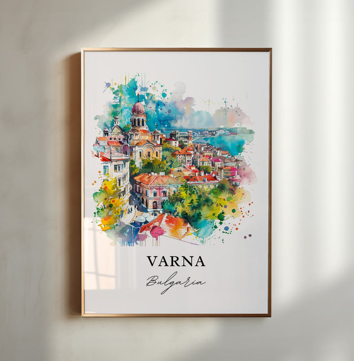 Varna Wall Art, Varna Bulgaria Print, Varna Watercolor, Golden Sands Bulgaria Gift,