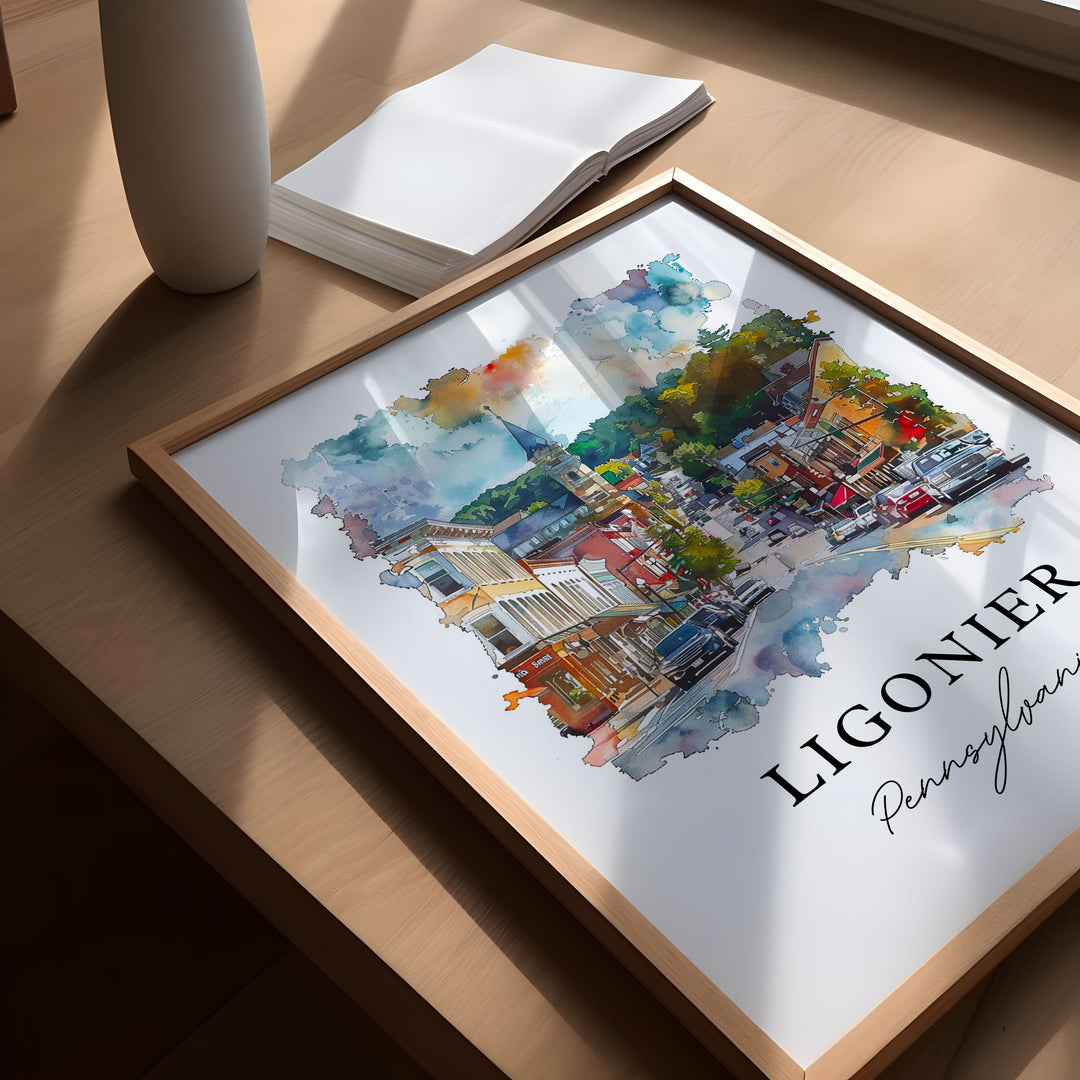 Ligonier Wall Art, Westmoreland County Print, Ligonier Watercolor Art, Ligonier PA Gift,