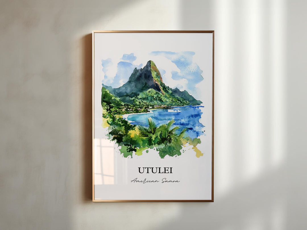 Utulei Wall Art, Maoputasi County Print, American Samoa Watercolor Art, Utulei Gift, Travel Print, Travel Poster, Housewarming Gift