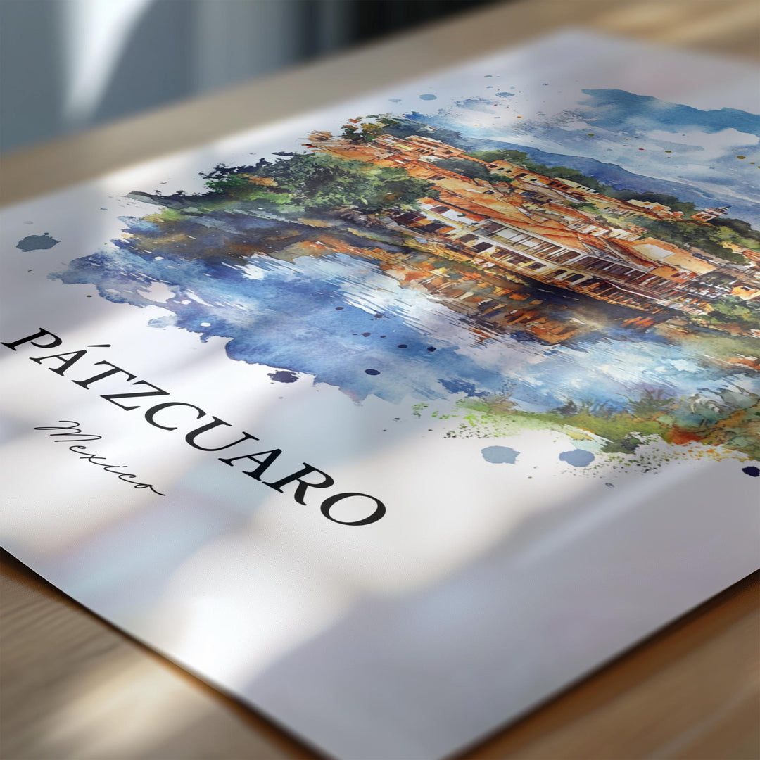 Pátzcuaro Wall Art, Michoacán MX Print, Mexico Watercolor Art, Pátzcuaro Gift, Travel Print, Travel Poster, Housewarming Gift