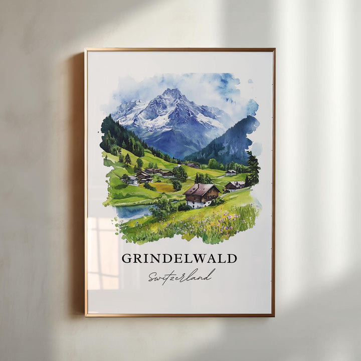 Grindelwald Wall Art, Grindelwald Switzerland Print, Bernese Alps Artwork, Jungfrau Gift, Travel Print, Travel Poster, Housewarming Gift