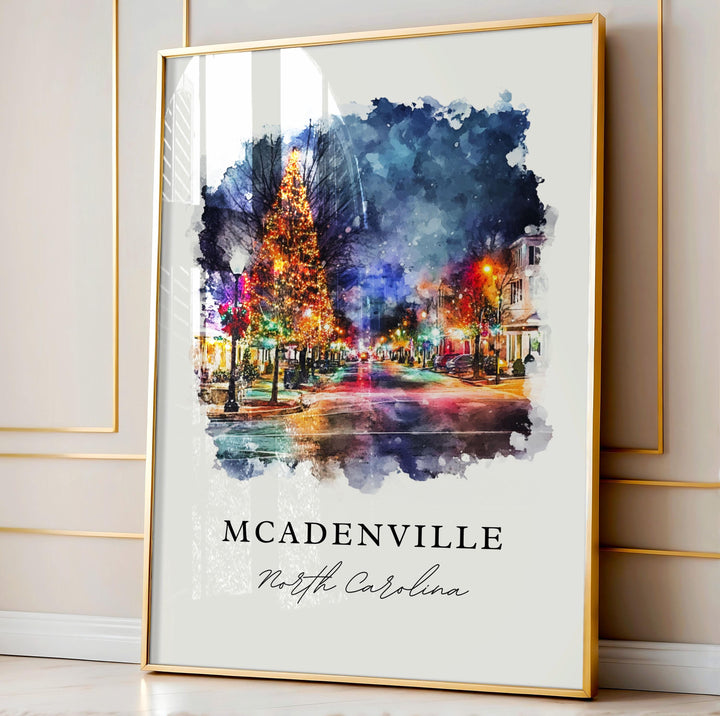 Mcadenville NC Wall Art, Mcadenville Print, Mcadenville Watercolor Art, Gaston County Gift,