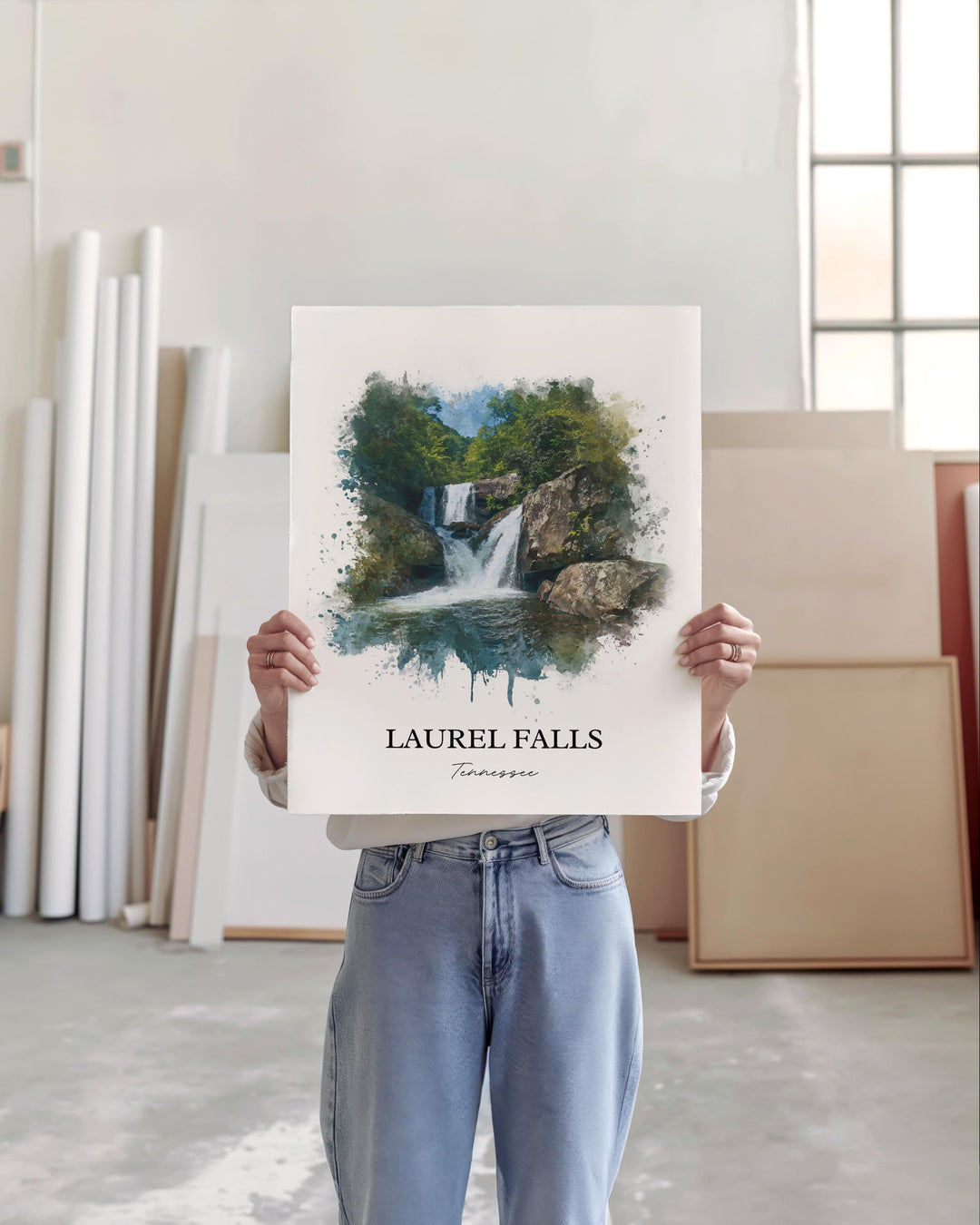 Laurel Falls TN Wall Art, Laurel Falls Print, Tennessee Watercolor Art, Laurel Falls Gift, Travel Print, Travel Poster, Housewarming Gift