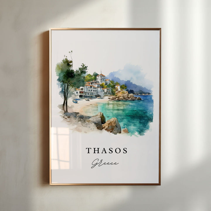 Thasos Greece wall art - Greece, Thasos poster print, Thrace Region Greece gift, Thassos Island Greece, Custom Text, Perfect Gift