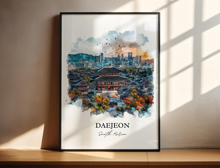 Daejeon Wall Art, Sobaek Mountains Print, South Korea Watercolor Art, Daejeon Gift, Travel Print, Travel Poster, Housewarming Gift