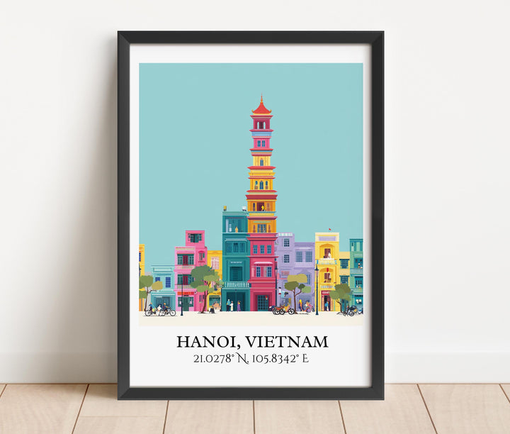 Hanoi Art, Hanoi Retro Travel Art, Hanoi Home Decor, Hanoi Vietnam Gift, Vietnam Travel Art, Travel Prints, Housewarming Gift