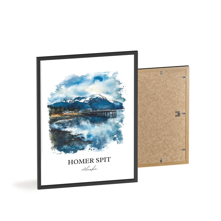Homer Spit Wall Art, Kachemak Bay Print, Alaska Watercolor Art, Homer Spit Alaska Gift, Travel Print, Travel Poster, Housewarming Gift