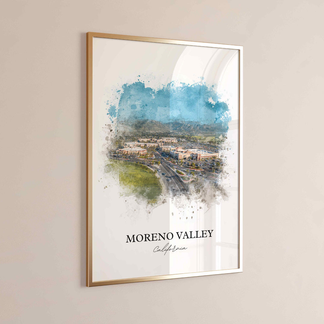 Moreno Valley Art, Riverside County Print, San Bernardino Watercolor Art, Moreno Valley Gift, Travel Print, Travel Poster, Housewarming Gift