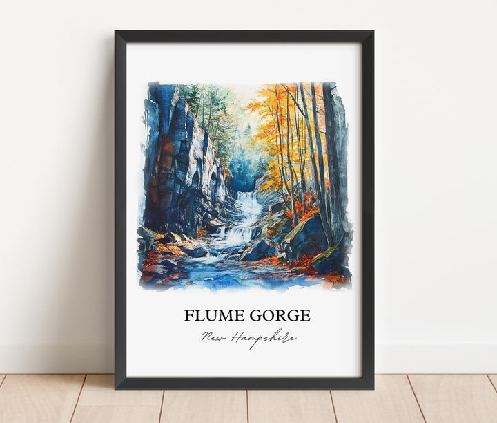 Flume Gorge, New Hampshire, USA – Watercolor Art Print