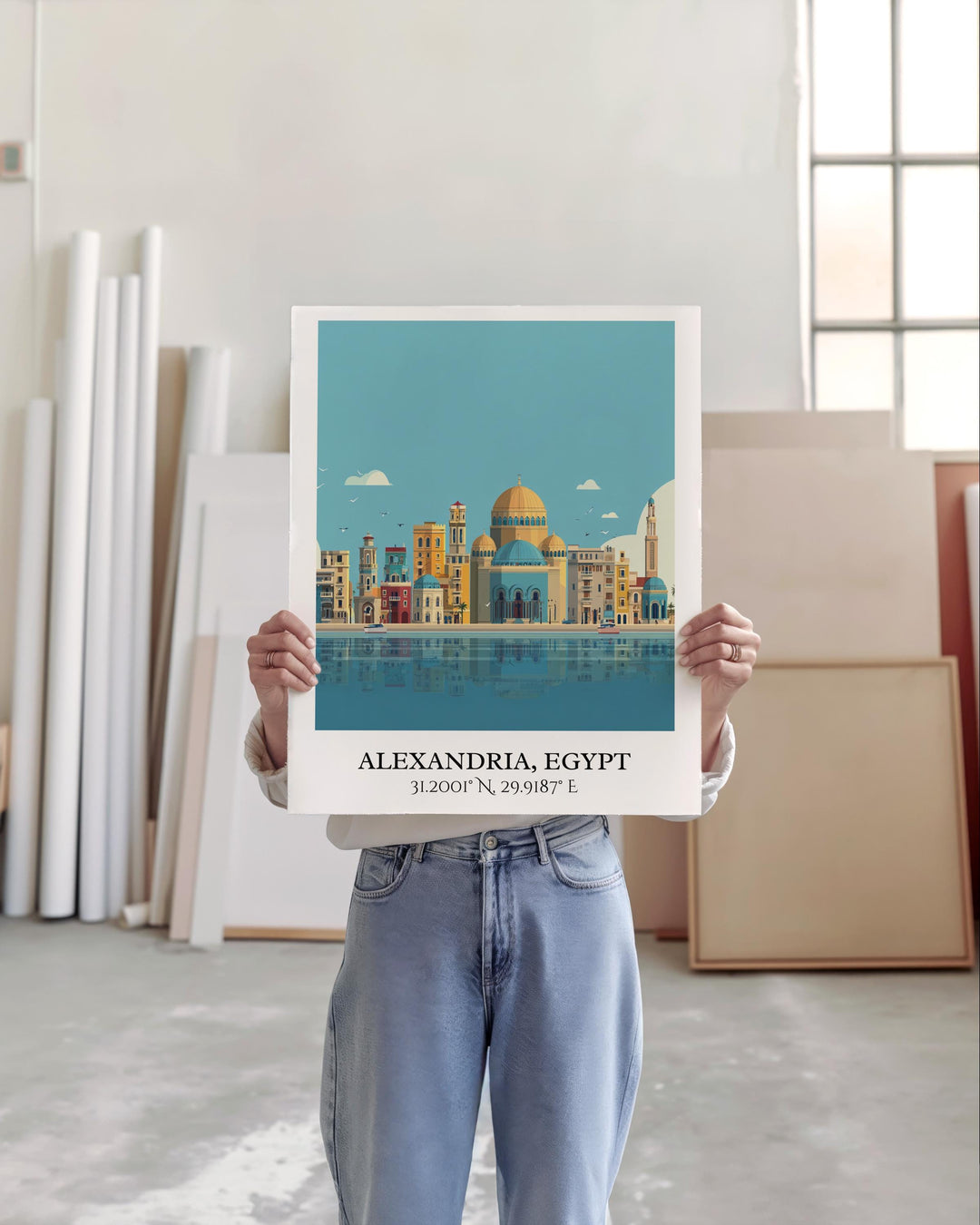 Alexandria Egypt Art, Alexandria Retro Travel Art, Alexandria Home Decor, Egypt Gift, Egypt Travel Art, Travel Prints, Housewarming Gift