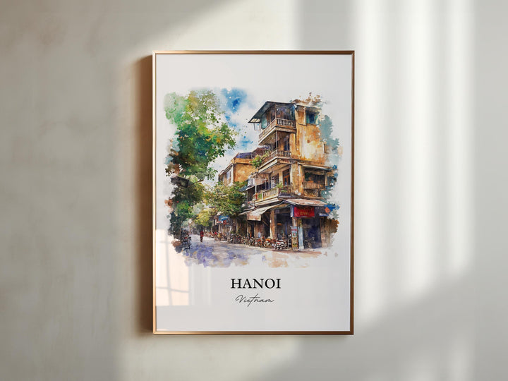 Hanoi Vietnam Wall Art, Hanoi Print, Vietnam Watercolor Art, Hanoi Vietnam Gift, Travel Print, Travel Poster, Housewarming Gift