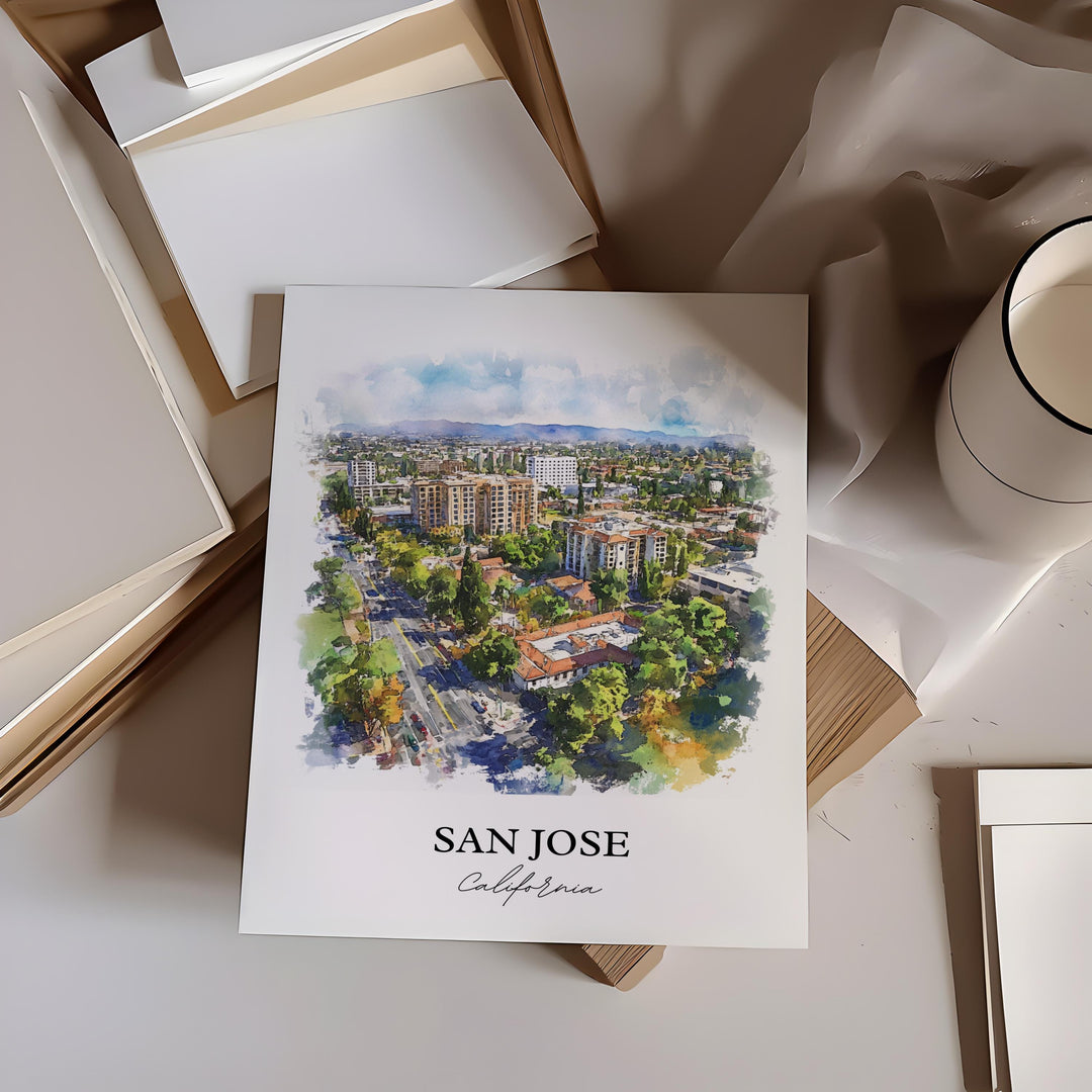 San Jose, California, USA – Watercolor Art Print
