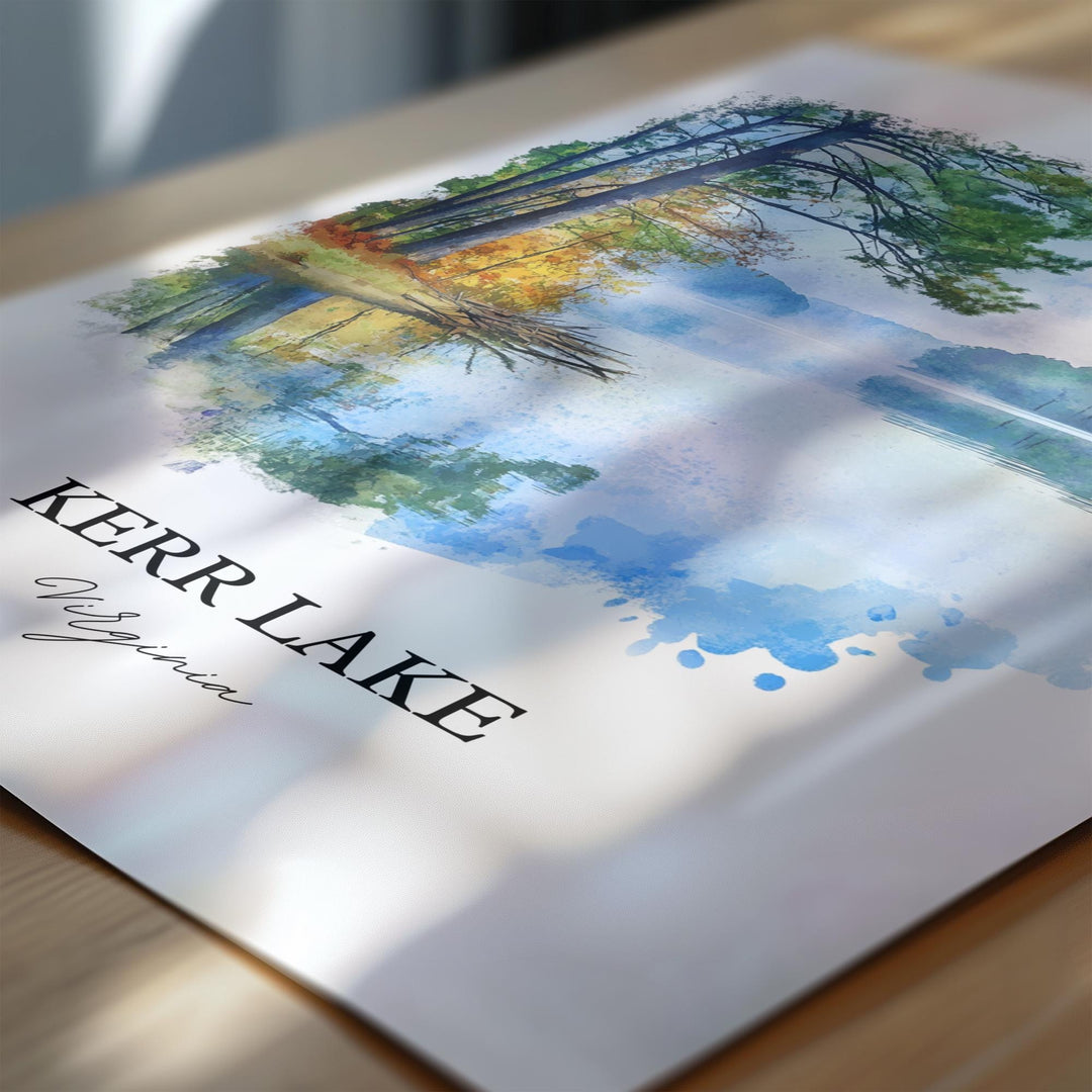 Kerr Lake VA Wall Art, Mecklenburg County Print, Boydton Virginia Art, Kerr Lake Gift, Travel Print, Travel Poster, Housewarming Gift