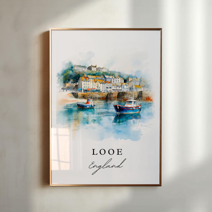 Looe England Wall Art, Looe Print, Looe Watercolor Art, Looe UK Gift, Travel Print, Travel Poster, Looe England Housewarming Gift