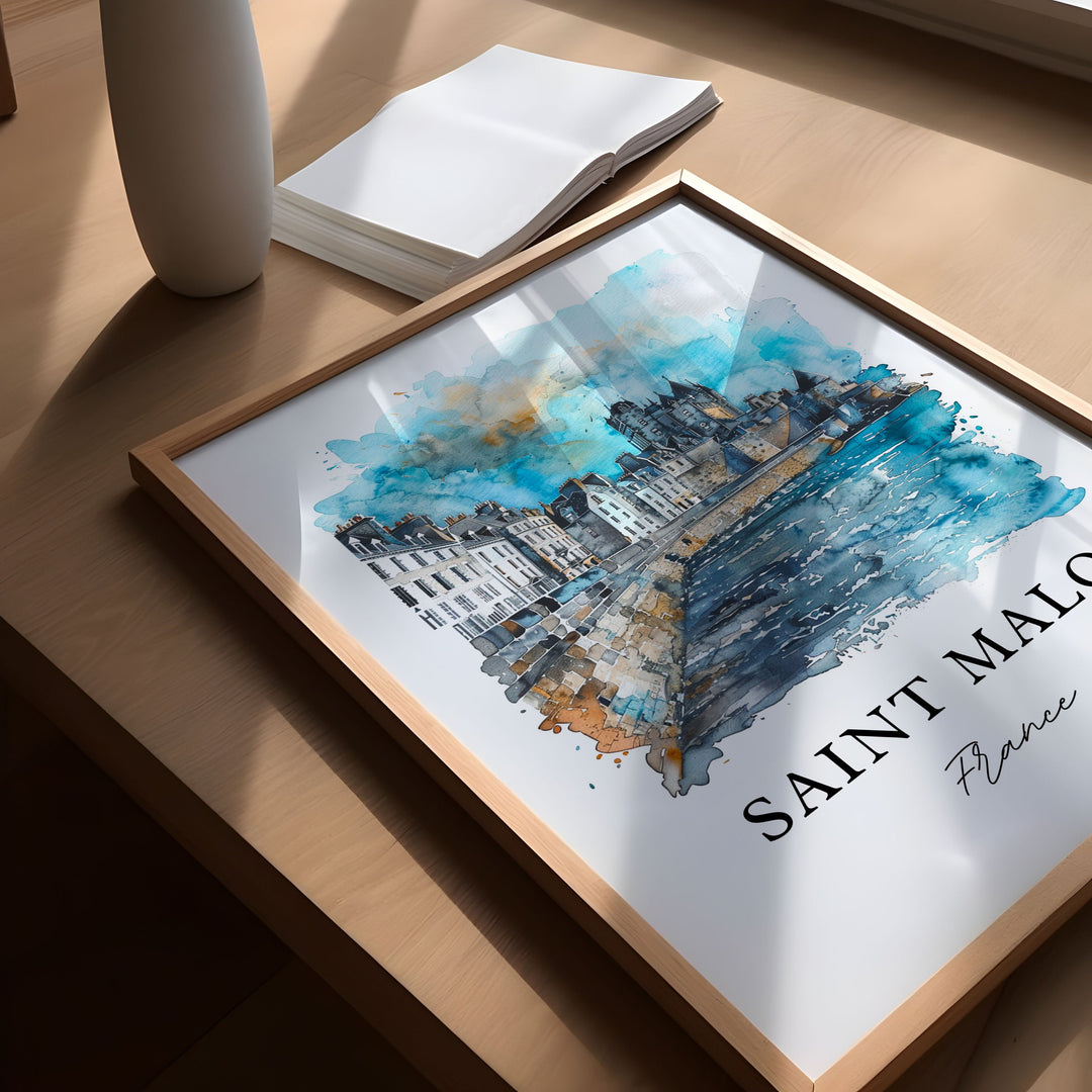 Saint-Malo France Wall Art, Saint Malo Print, Brittany France Watercolor, Saint Malo Gift,