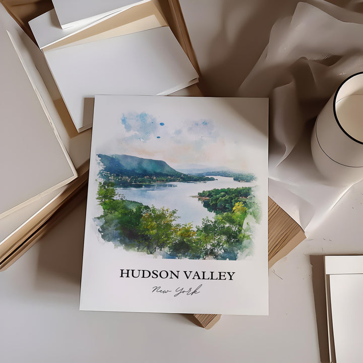 Hudson Valley Wall Art, Hudson River Print, Nyack NY Watercolor Art, Hudson Valley NY Gift, Travel Print, Travel Poster, Housewarming Gift