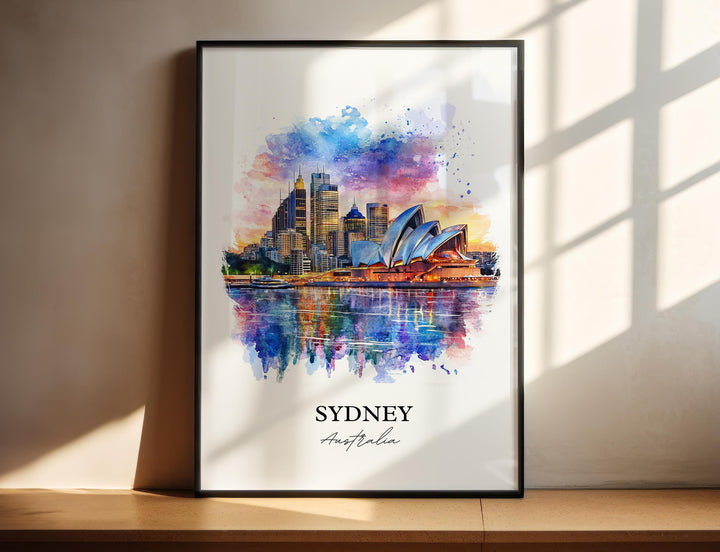 Sydney Wall Art, Sydney Skyline Print, Australia Watercolor Art, Sydney Australia Gift, Travel Print, Travel Poster, Housewarming Gift