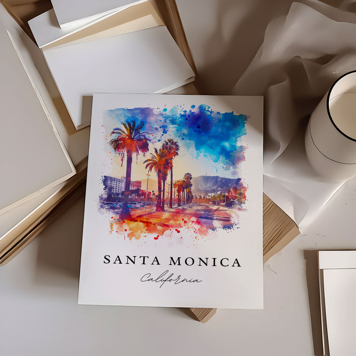 Santa Monica Art Print, Los Angeles Print, California Wall Art, Santa Monica Gift,