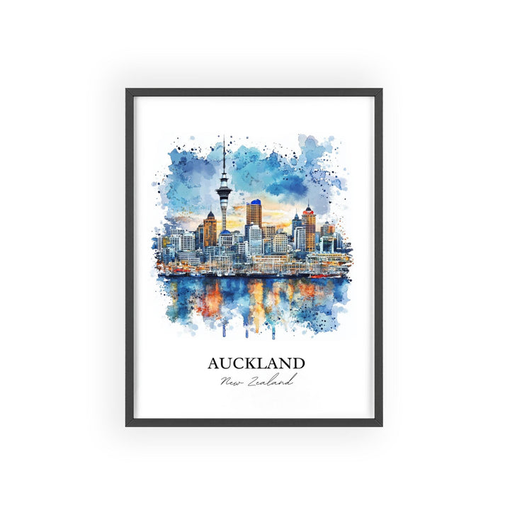 Auckland Wall Art, Auckland NZ Print, New Zealand Watercolor Art, Auckland Gift, Travel Print, Travel Poster, Housewarming Gift