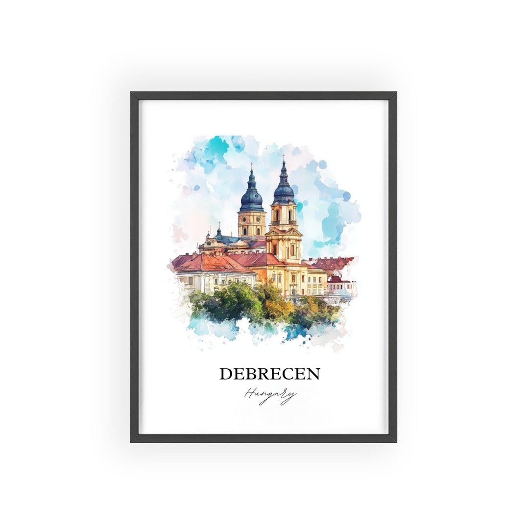 Debrecen Wall Art, Hajdú-Bihar County Print, Hungary Watercolor Art, Debrecen Hungary Gift, Travel Print, Travel Poster, Housewarming Gift