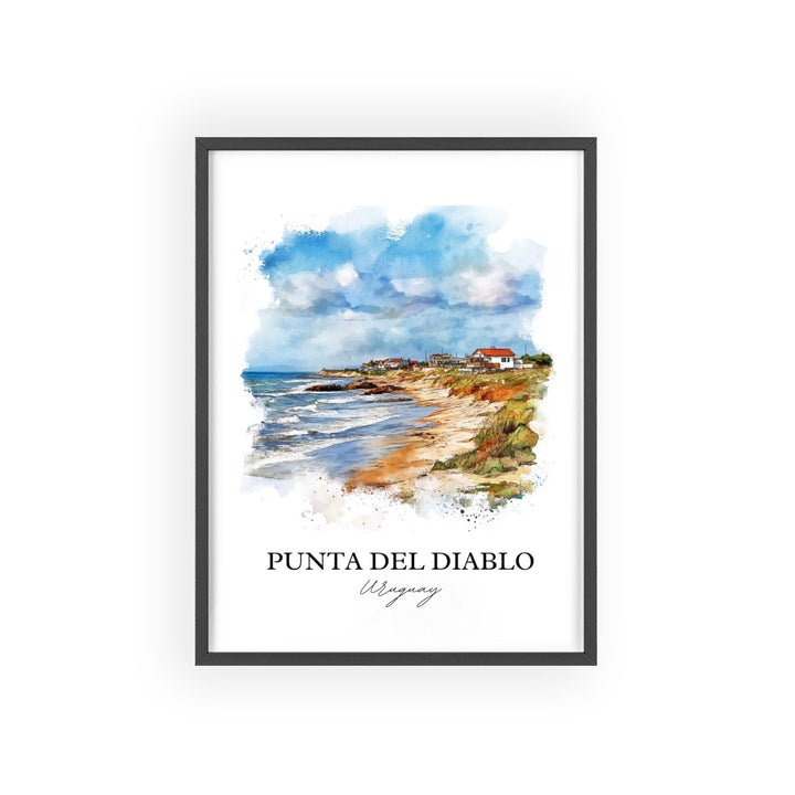 Punta del Diablo Wall Art, Pescadores Beach Print, Uruguay Watercolor, Punta del Diablo Gift, Travel Print, Travel Poster, Housewarming Gift