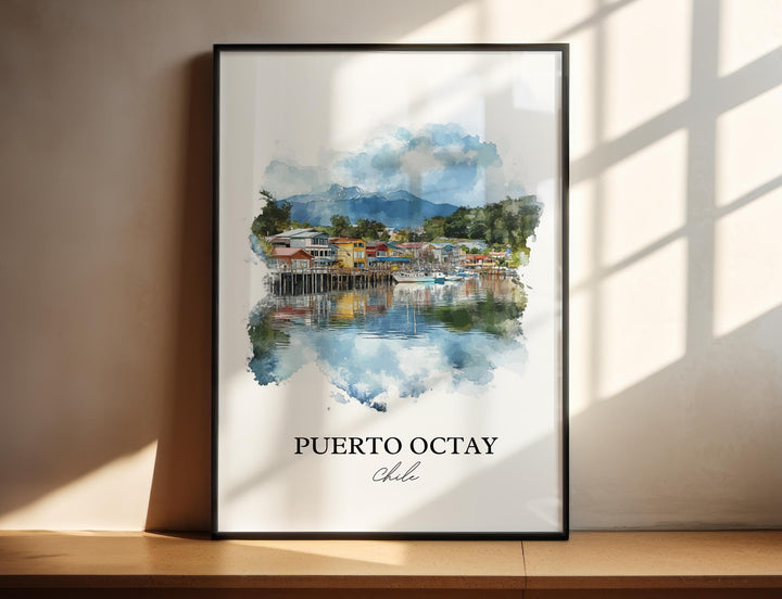 Puerto Octay Wall Art, Llanquihue Lake Print, Chile Watercolor Art, Puerto Octay Gift, Travel Print, Travel Poster, Housewarming Gift