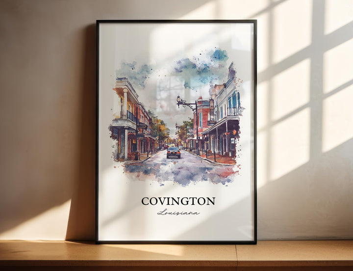 Covington Louisiana Wall Art, Covington LA Print, Louisiana Watercolor Art, St. Tammany Gift, Travel Print, Travel Poster, Housewarming Gift