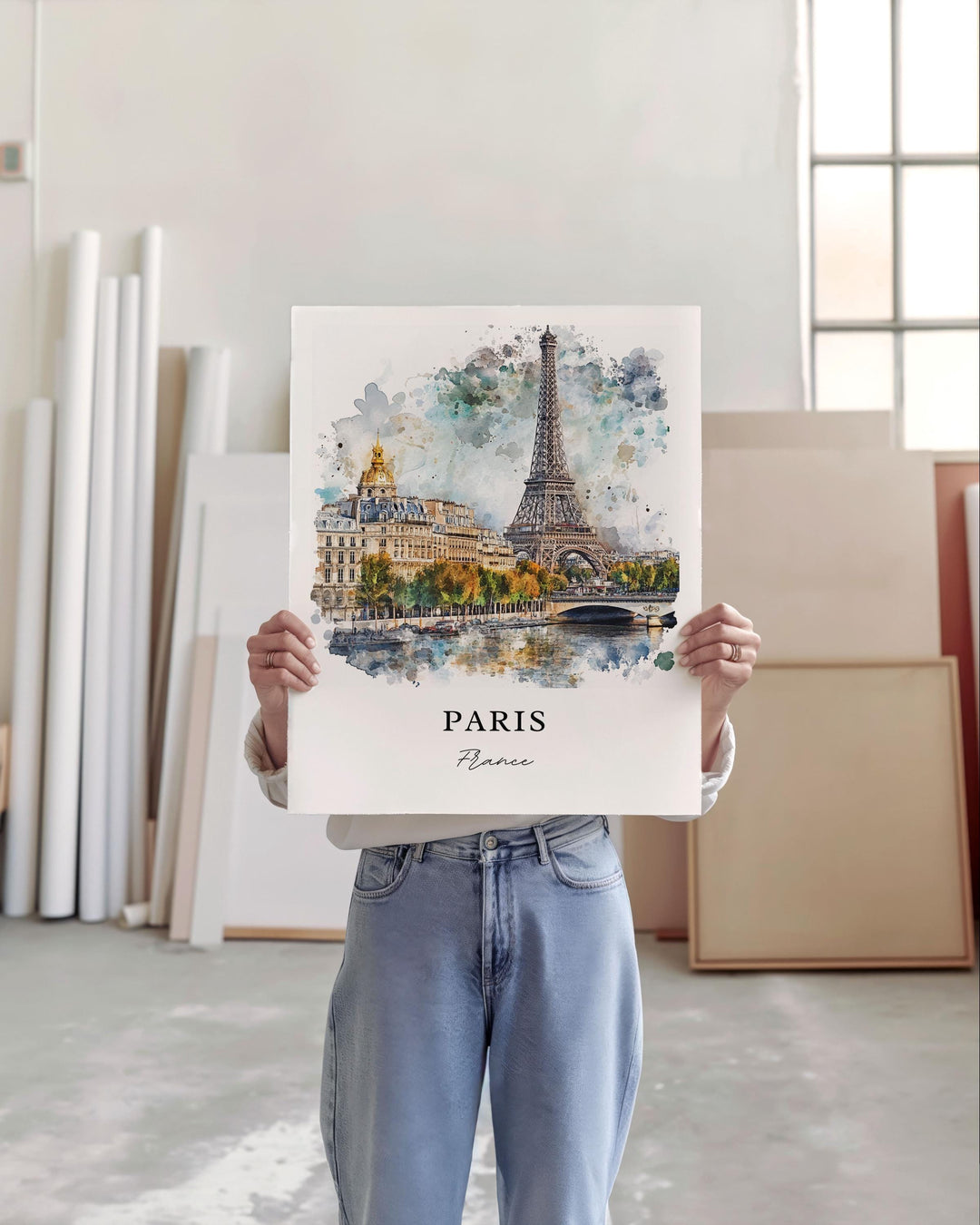 Paris Wall Art, Seine River Print, Paris Watercolor Artwork, Paris France Gift, Travel Print, Travel Poster, Housewarming Gift