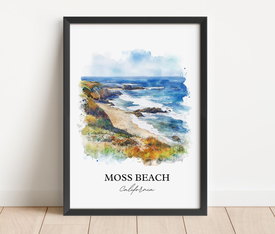 Moss Beach Wall Art, Moss Beach Print, San Mateo County Artwork, Moss Beach Gift, Travel Print, Travel Poster, Housewarming Gift