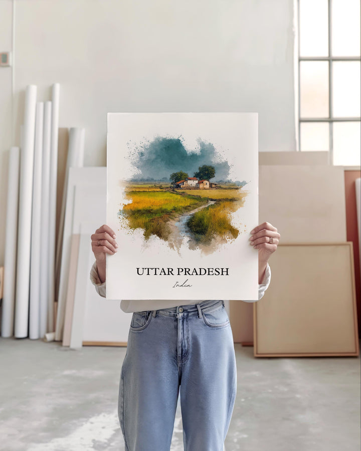 Uttar Pradesh, India – Watercolor Art Print