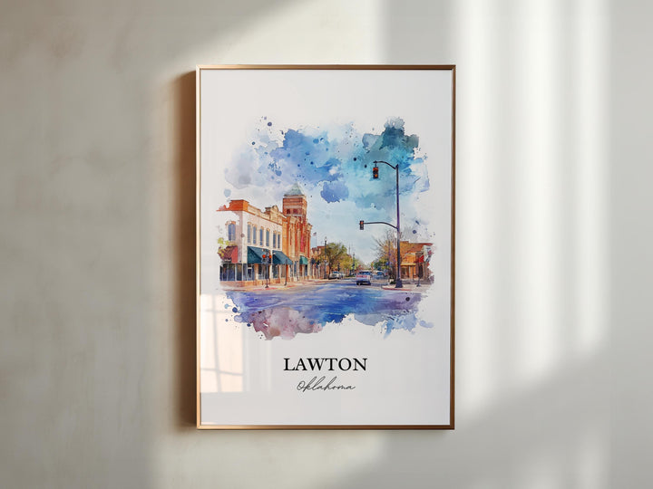 Lawton OK Wall Art, Comanche County Print, Oklahoma Watercolor Art, Lawton OK Gift, Travel Print, Travel Poster, Housewarming Gift