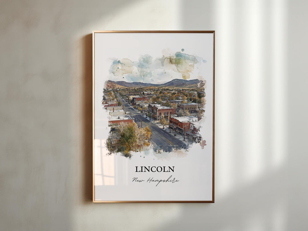 Lincoln NH Wall Art, White Mountains Print, New Hampshire Watercolor Art, Lincoln NH Gift, Travel Print, Travel Poster, Housewarming Gift