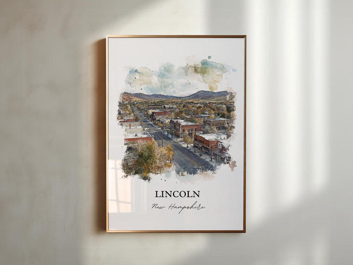 Lincoln NH Wall Art, White Mountains Print, New Hampshire Watercolor Art, Lincoln NH Gift, Travel Print, Travel Poster, Housewarming Gift