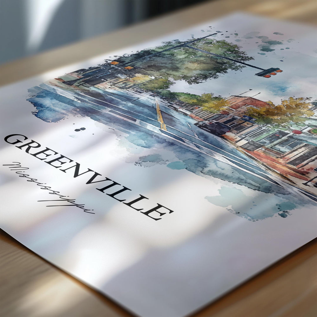 Greenville MS Art, Mississippi Delta Print, Mississippi Artwork, Greenville Mississippi Gift, Travel Print, Travel Poster, Housewarming Gift
