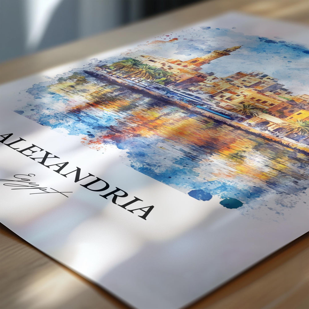 Alexandria Egypt Wall Art, Egypt Print, Egypt Watercolor Art, Alexandria Gift, Travel Print, Travel Poster, Housewarming Gift
