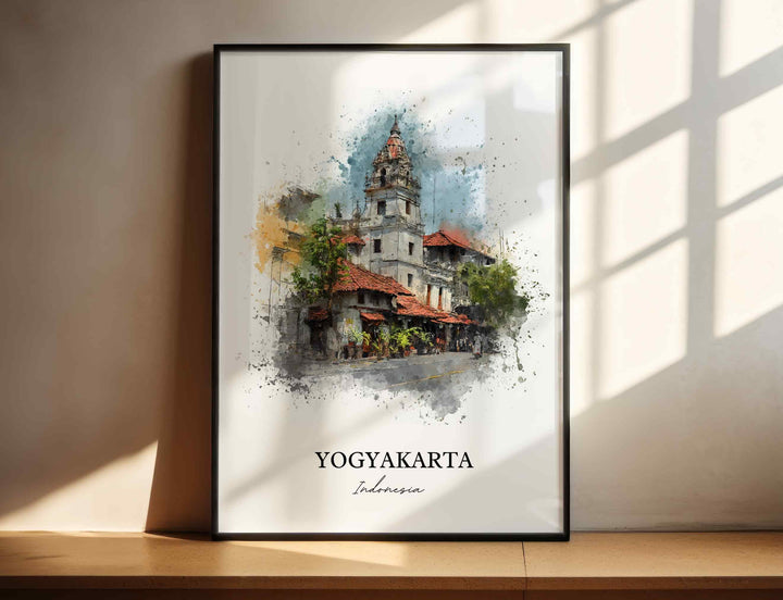 Yogyakarta, Indonesia – Watercolor Art Print
